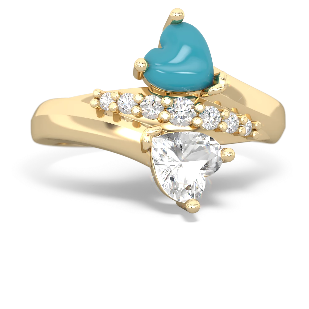 Turquoise Heart To Heart 14K Yellow Gold ring R2064