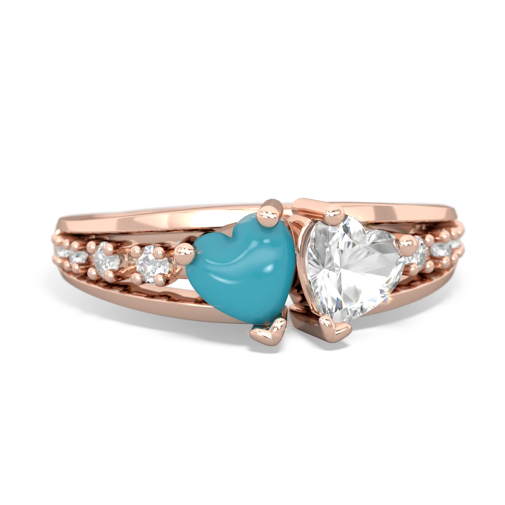 Turquoise Heart To Heart 14K Rose Gold ring R3342