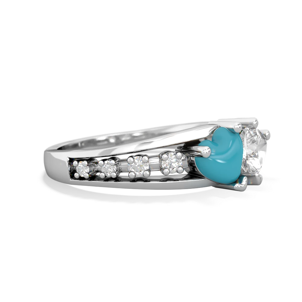 Turquoise Heart To Heart 14K White Gold ring R3342