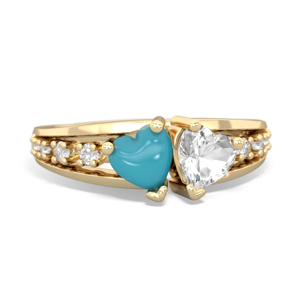 Turquoise Heart To Heart 14K Yellow Gold ring R3342