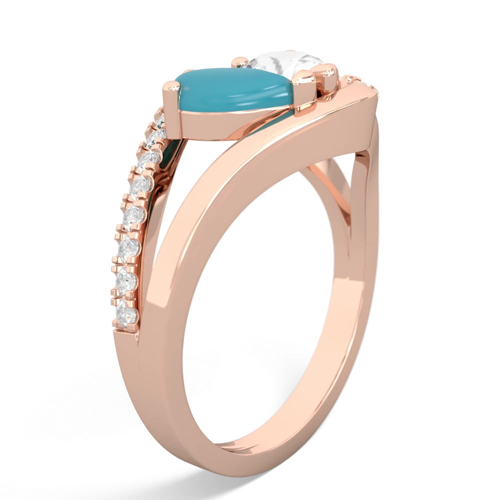 Turquoise Nestled Heart Keepsake 14K Rose Gold ring R5650