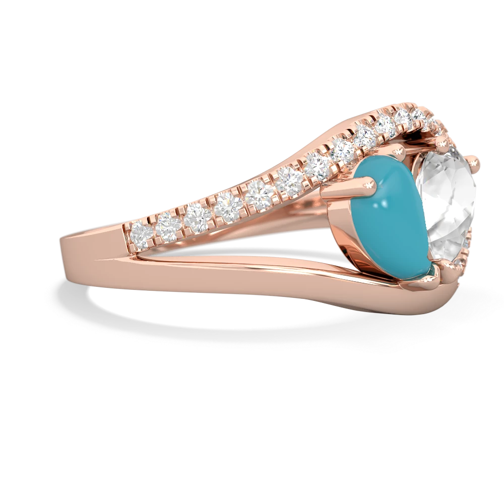 Turquoise Nestled Heart Keepsake 14K Rose Gold ring R5650