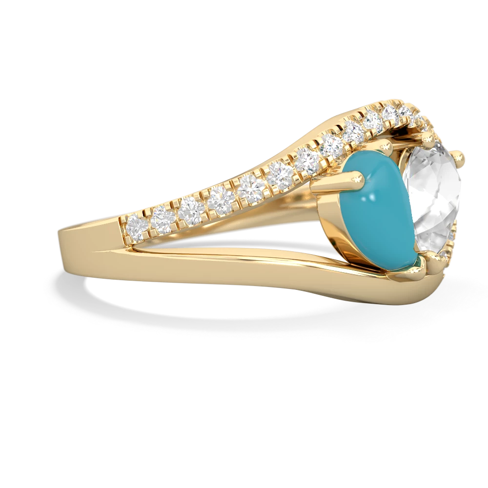 Turquoise Nestled Heart Keepsake 14K Yellow Gold ring R5650