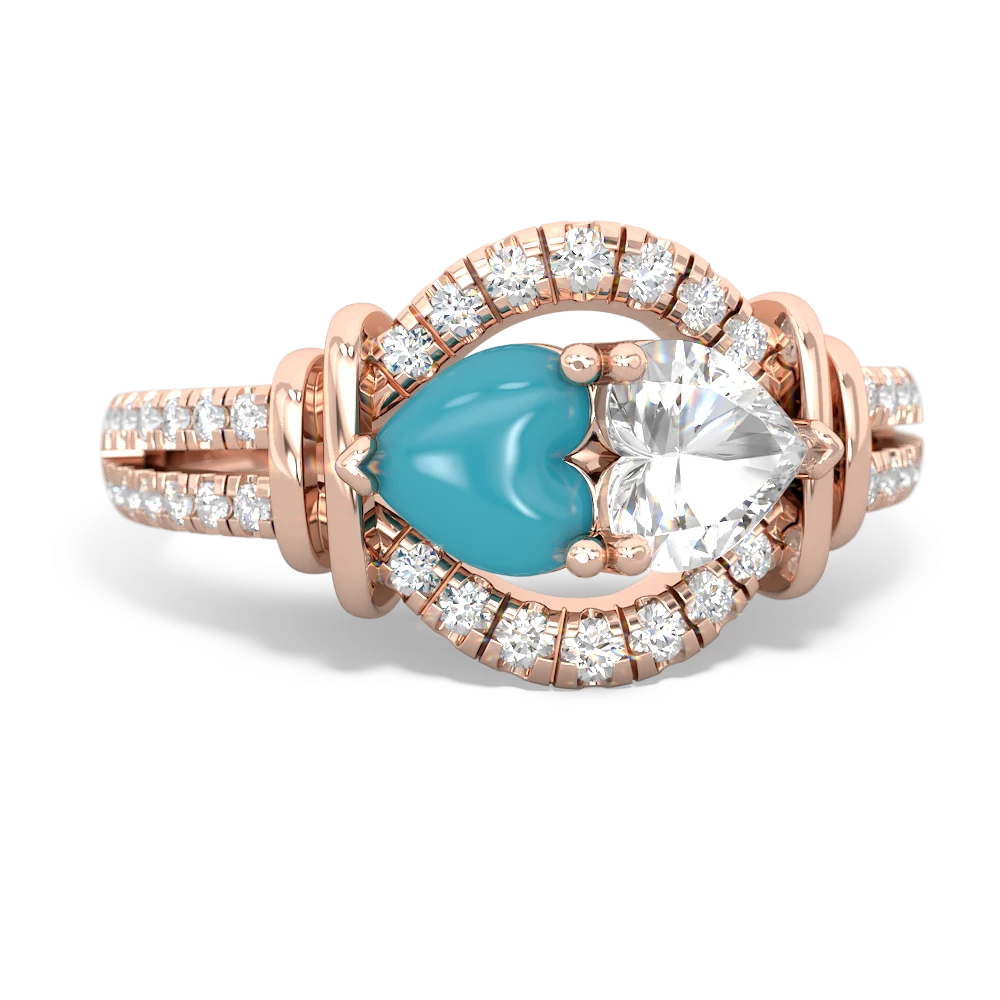 Turquoise Art-Deco Keepsake 14K Rose Gold ring R5630