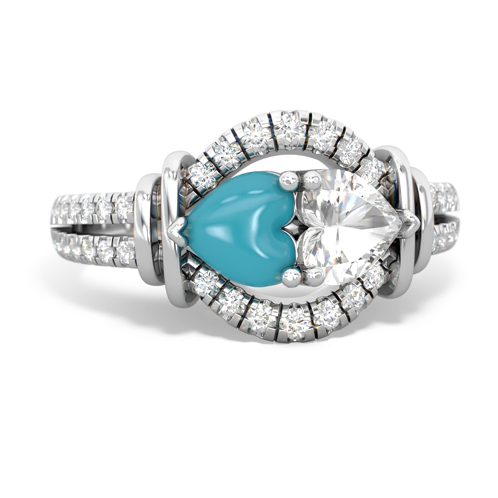 Turquoise Art-Deco Keepsake 14K White Gold ring R5630