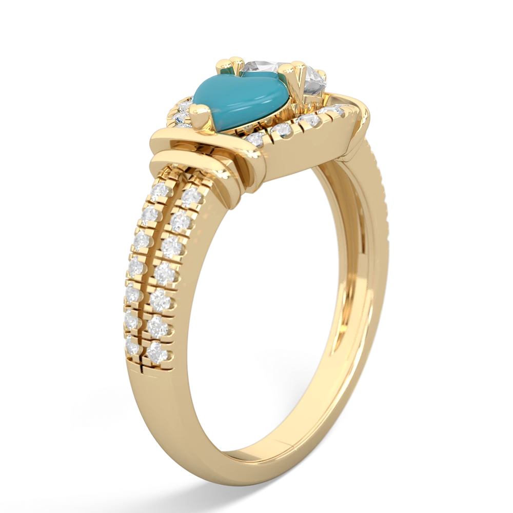 Turquoise Art-Deco Keepsake 14K Yellow Gold ring R5630