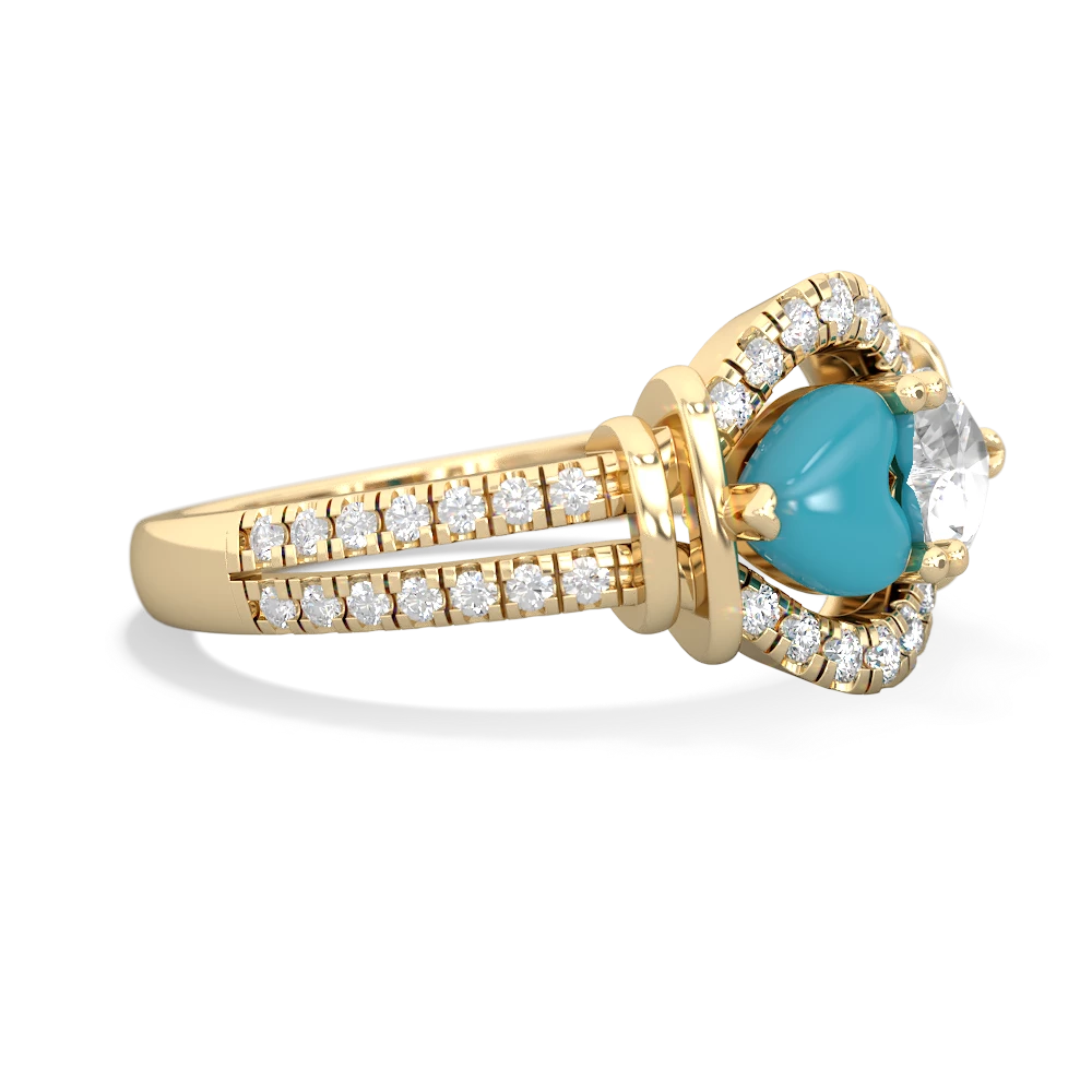 Turquoise Art-Deco Keepsake 14K Yellow Gold ring R5630