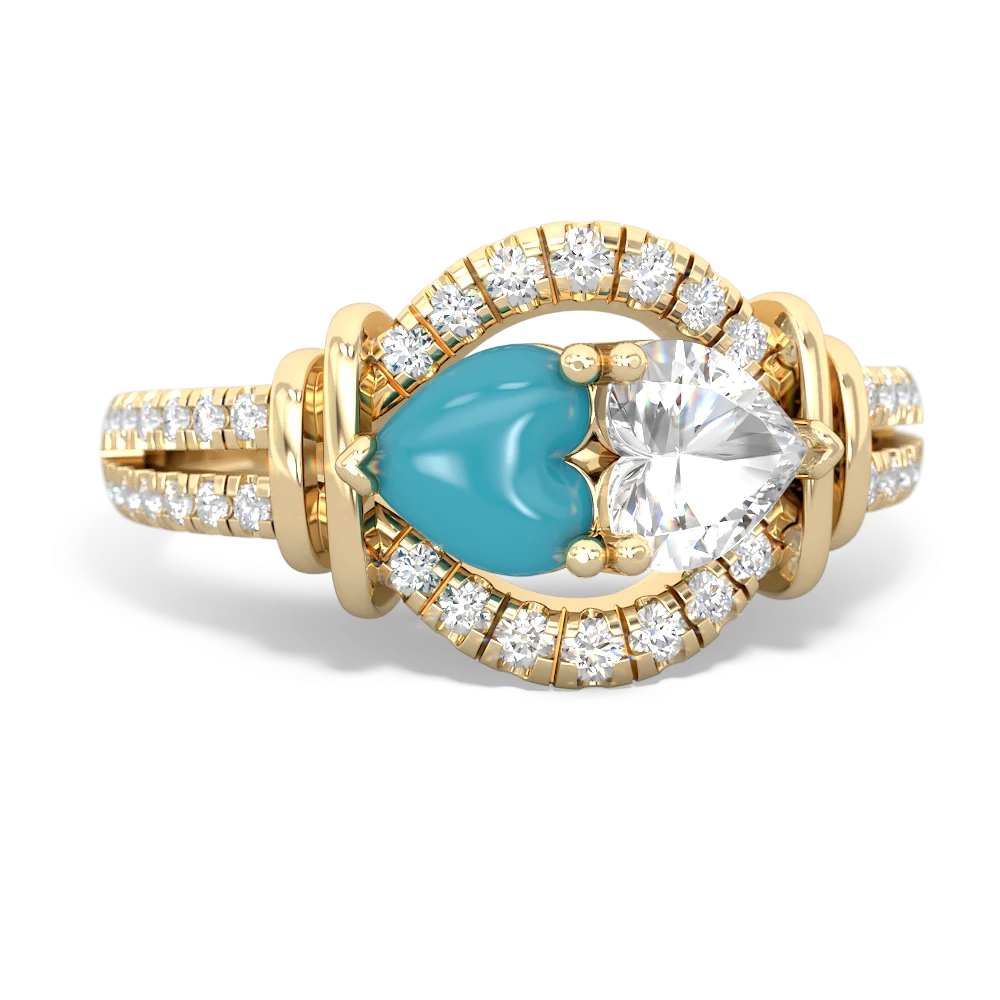 Turquoise Art-Deco Keepsake 14K Yellow Gold ring R5630