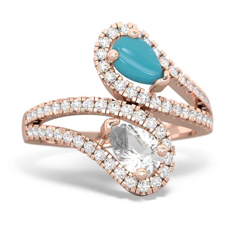 Turquoise Diamond Dazzler 14K Rose Gold ring R3000