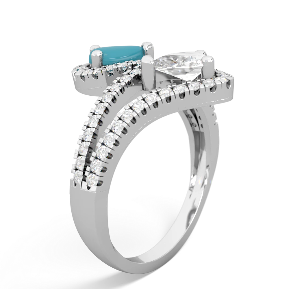 Turquoise Diamond Dazzler 14K White Gold ring R3000