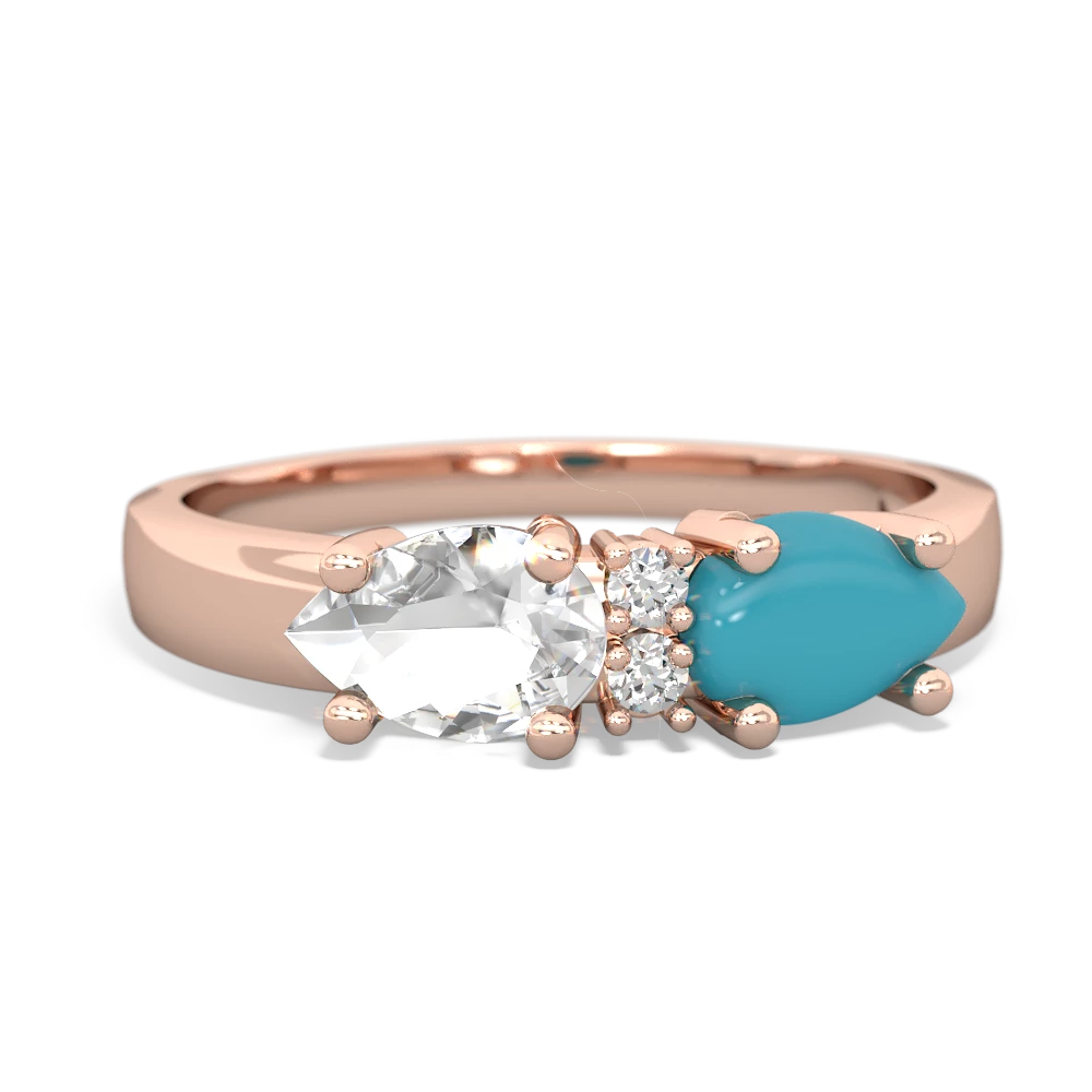 Turquoise Pear Bowtie 14K Rose Gold ring R0865