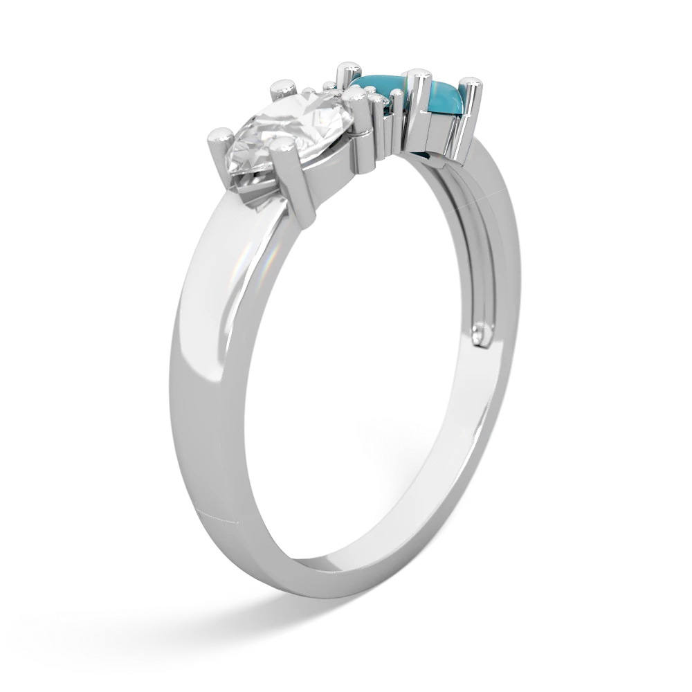 Turquoise Pear Bowtie 14K White Gold ring R0865