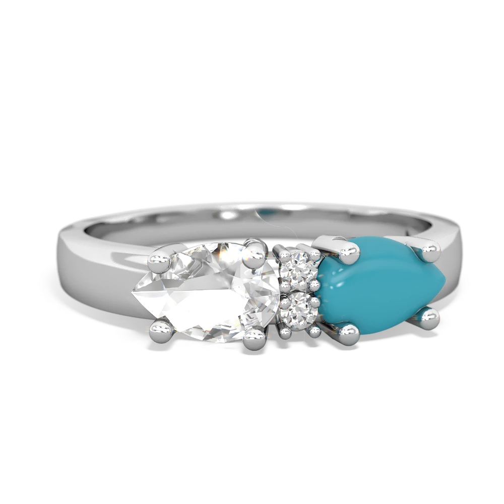 Turquoise Pear Bowtie 14K White Gold ring R0865