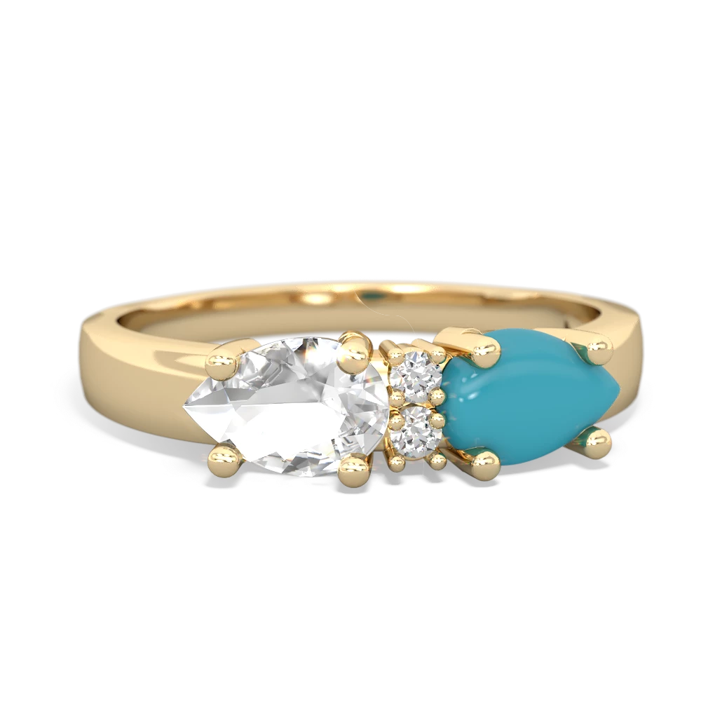 Turquoise Pear Bowtie 14K Yellow Gold ring R0865