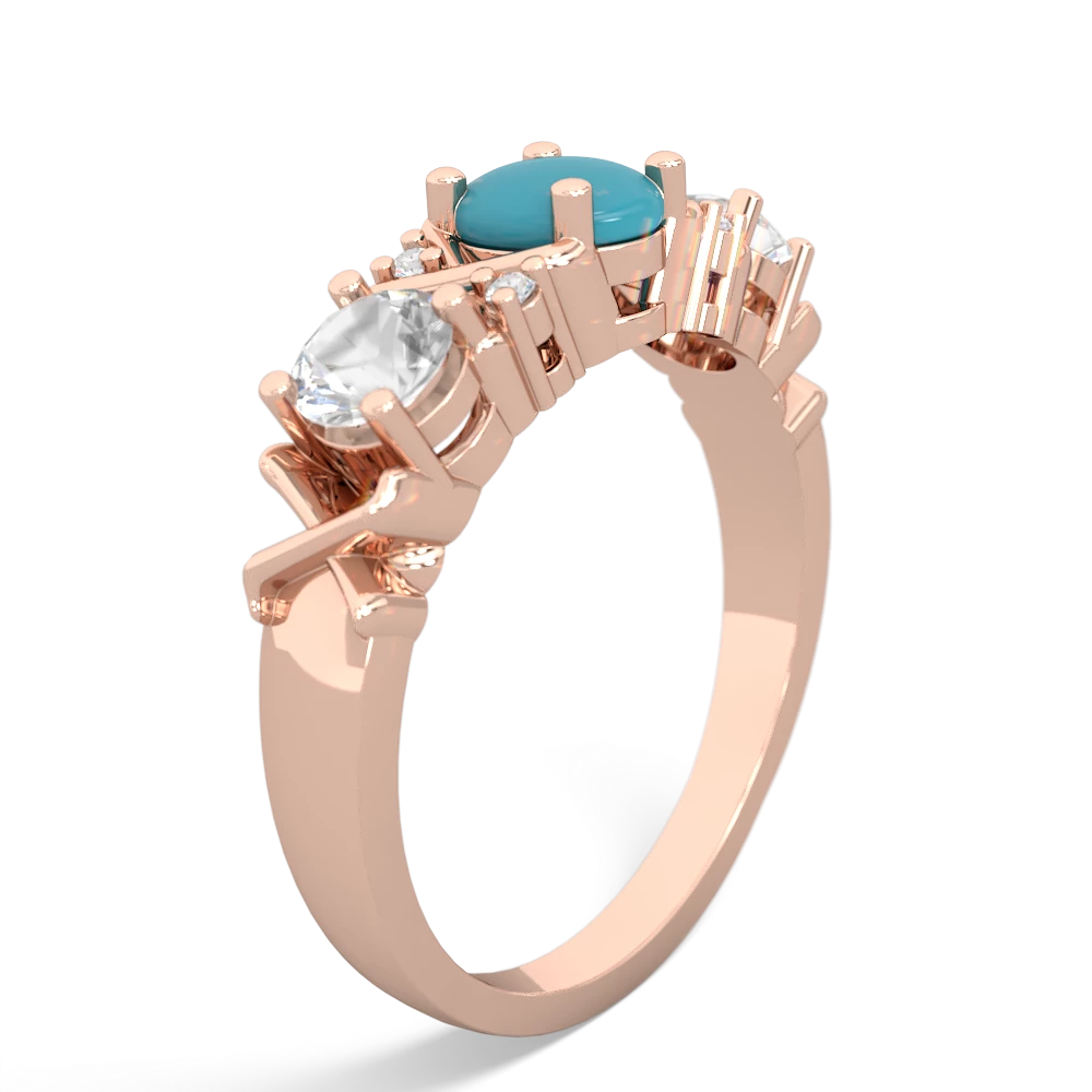 Turquoise Hugs And Kisses 14K Rose Gold ring R5016