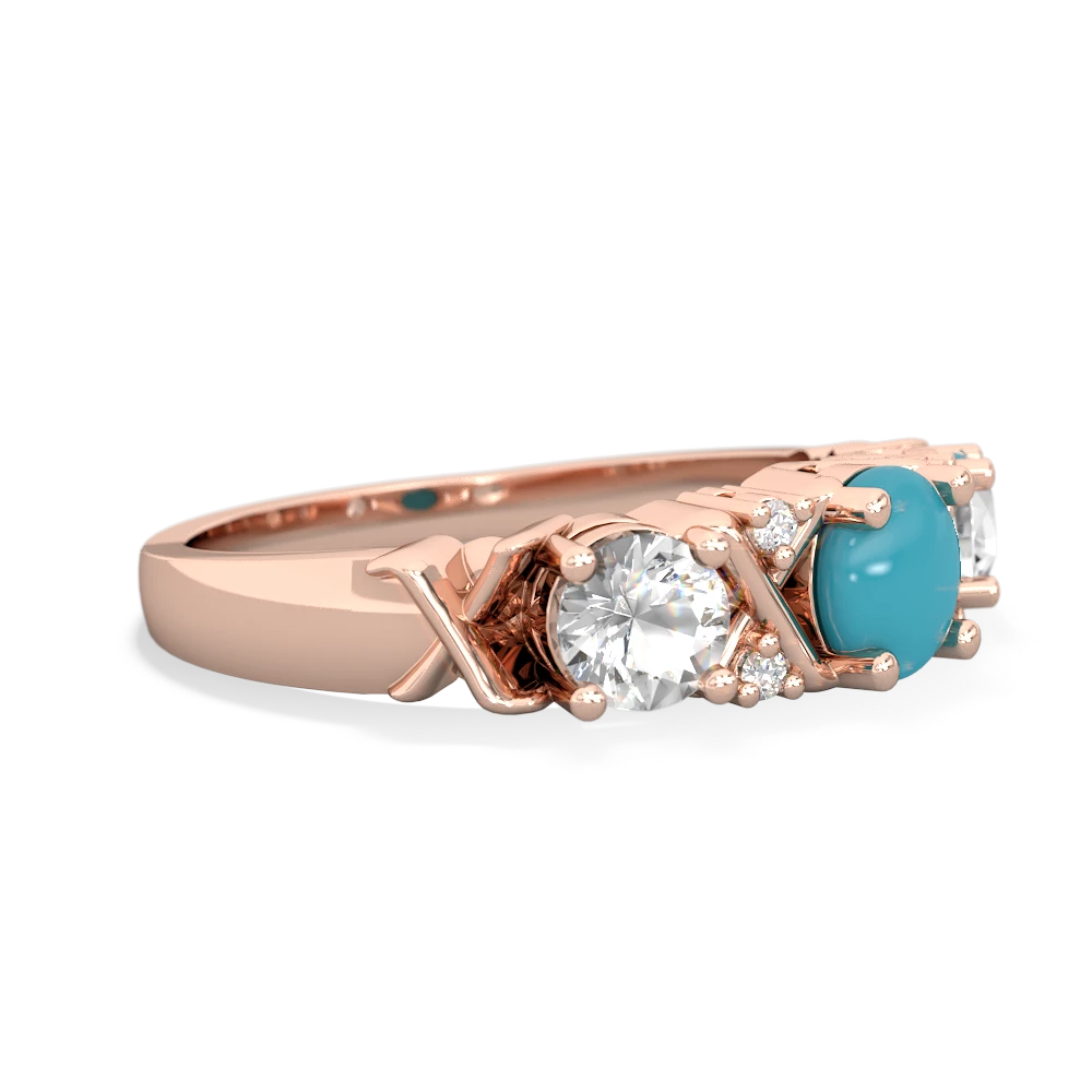 Turquoise Hugs And Kisses 14K Rose Gold ring R5016