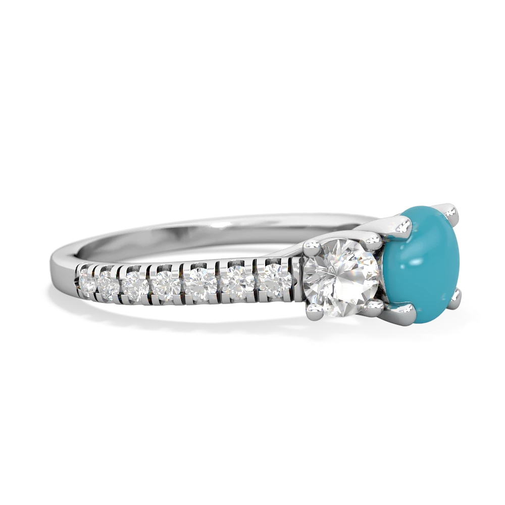 Turquoise Pave Trellis 14K White Gold ring R5500