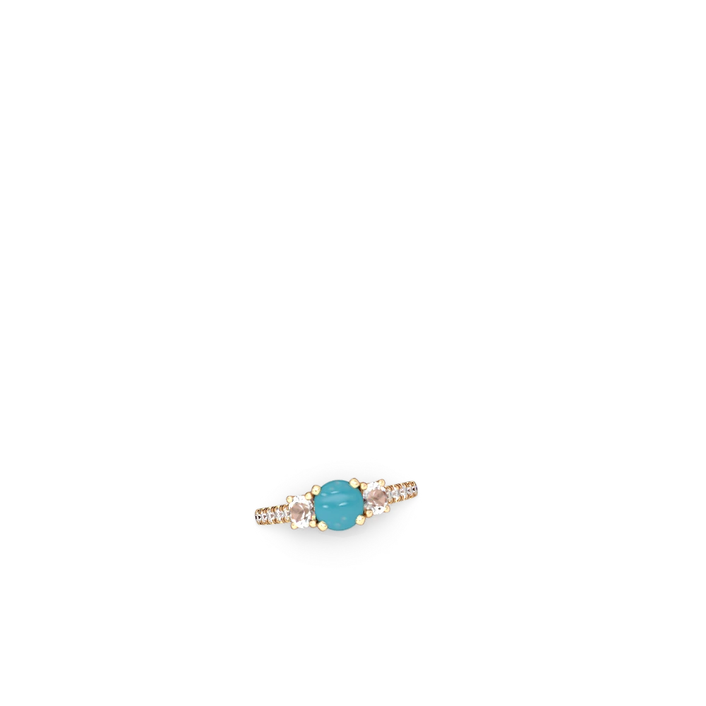 Turquoise Pave Trellis 14K Yellow Gold ring R5500