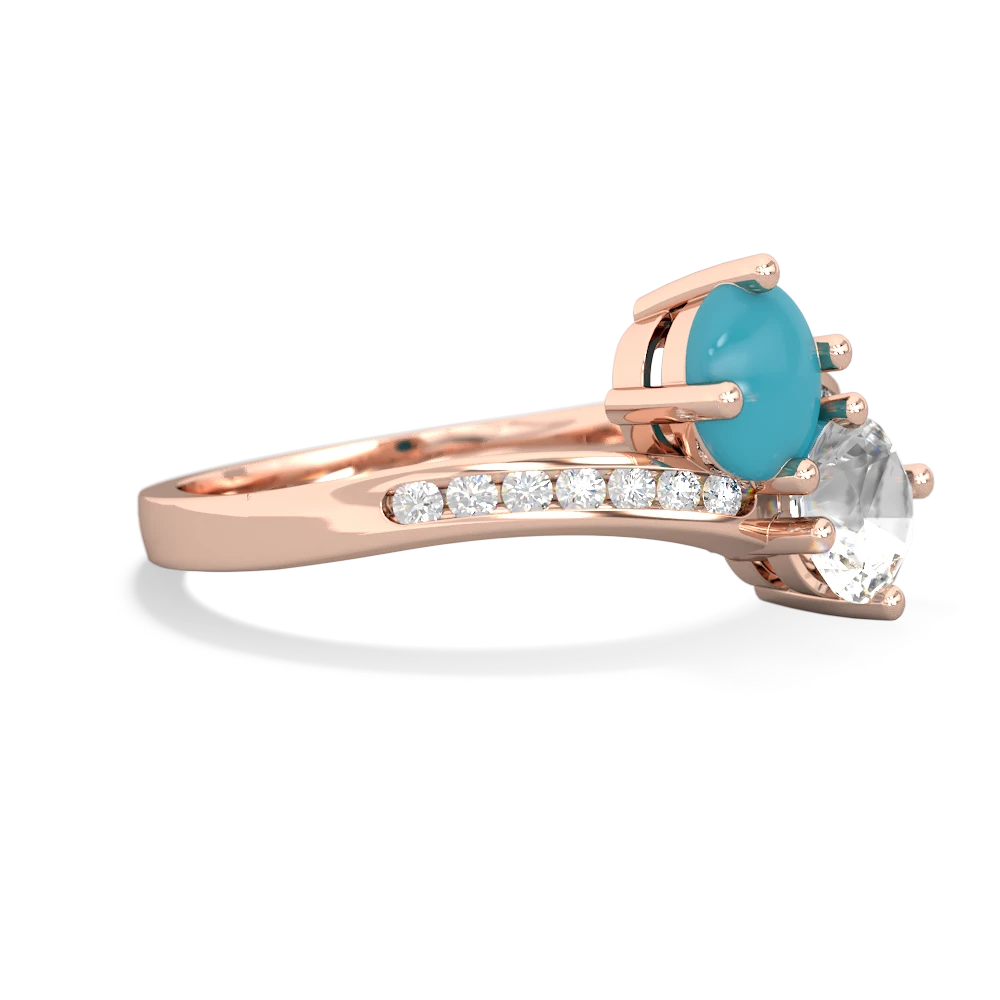 Turquoise Channel Set Two Stone 14K Rose Gold ring R5303