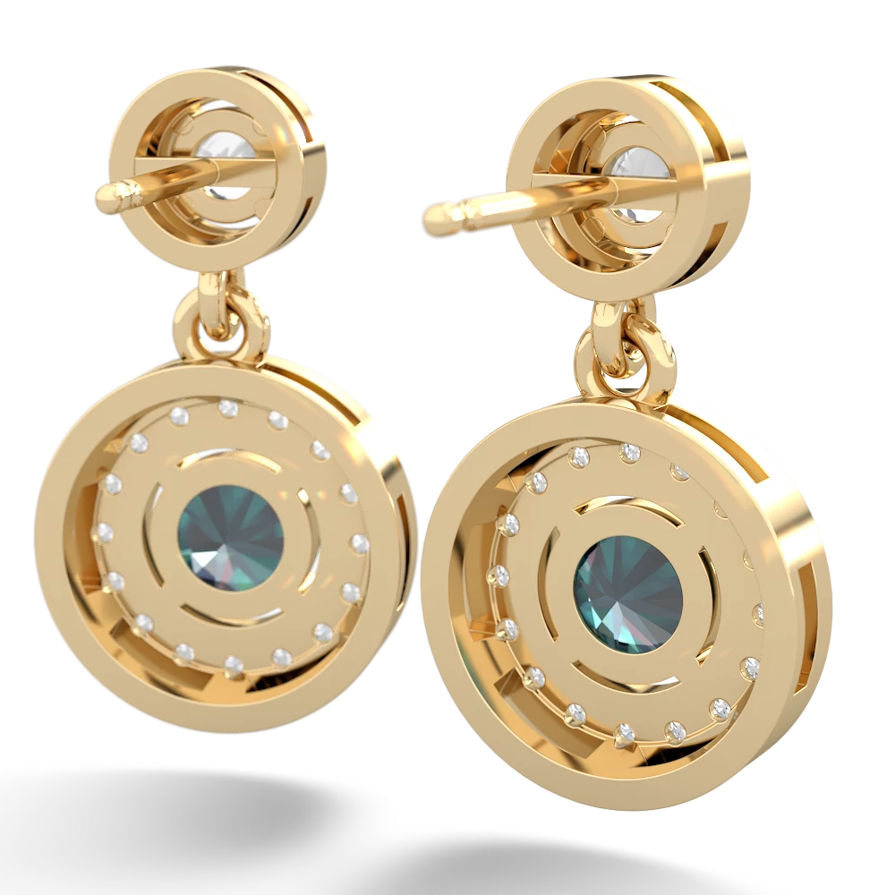 White Topaz Halo Dangle 14K Yellow Gold earrings E5319