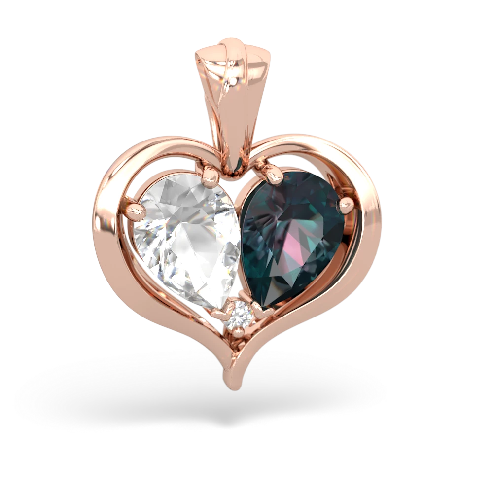 White Topaz Two Become One 14K Rose Gold pendant P5330