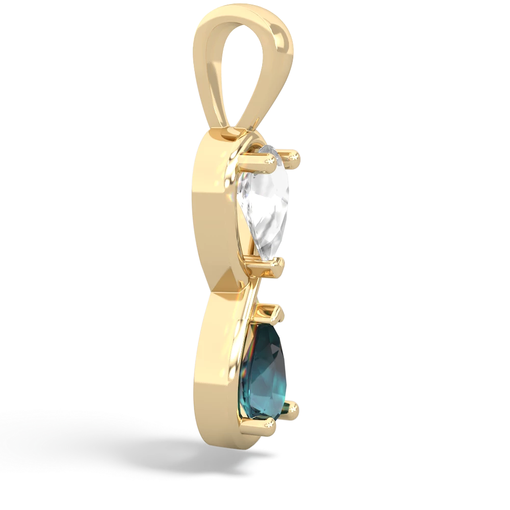 White Topaz Infinity 14K Yellow Gold pendant P5050