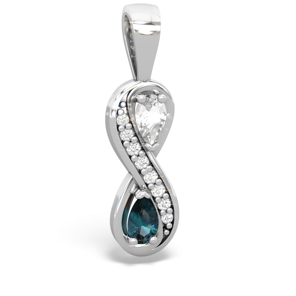 White Topaz Diamond Infinity 14K White Gold pendant P5390