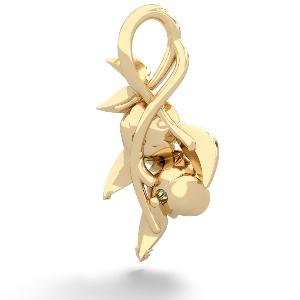 White Topaz Rose Vine 14K Yellow Gold pendant P5680