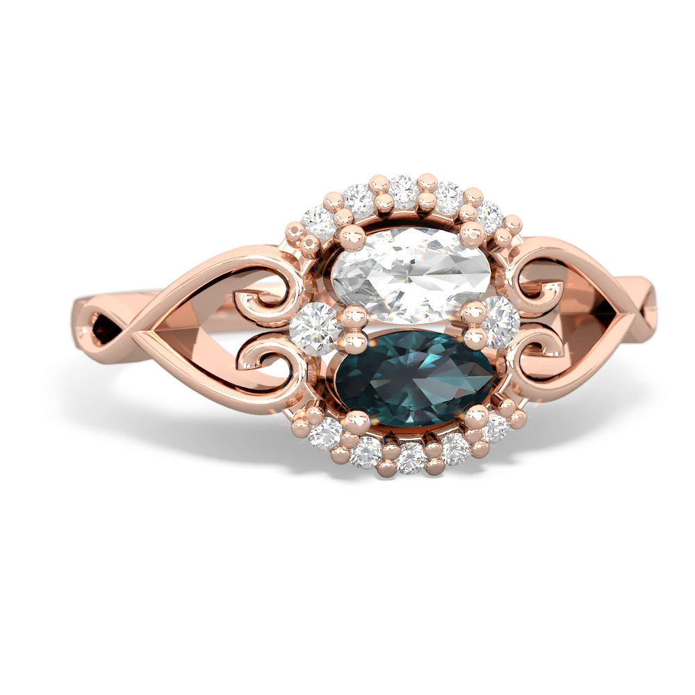 White Topaz Love Nest 14K Rose Gold ring R5860