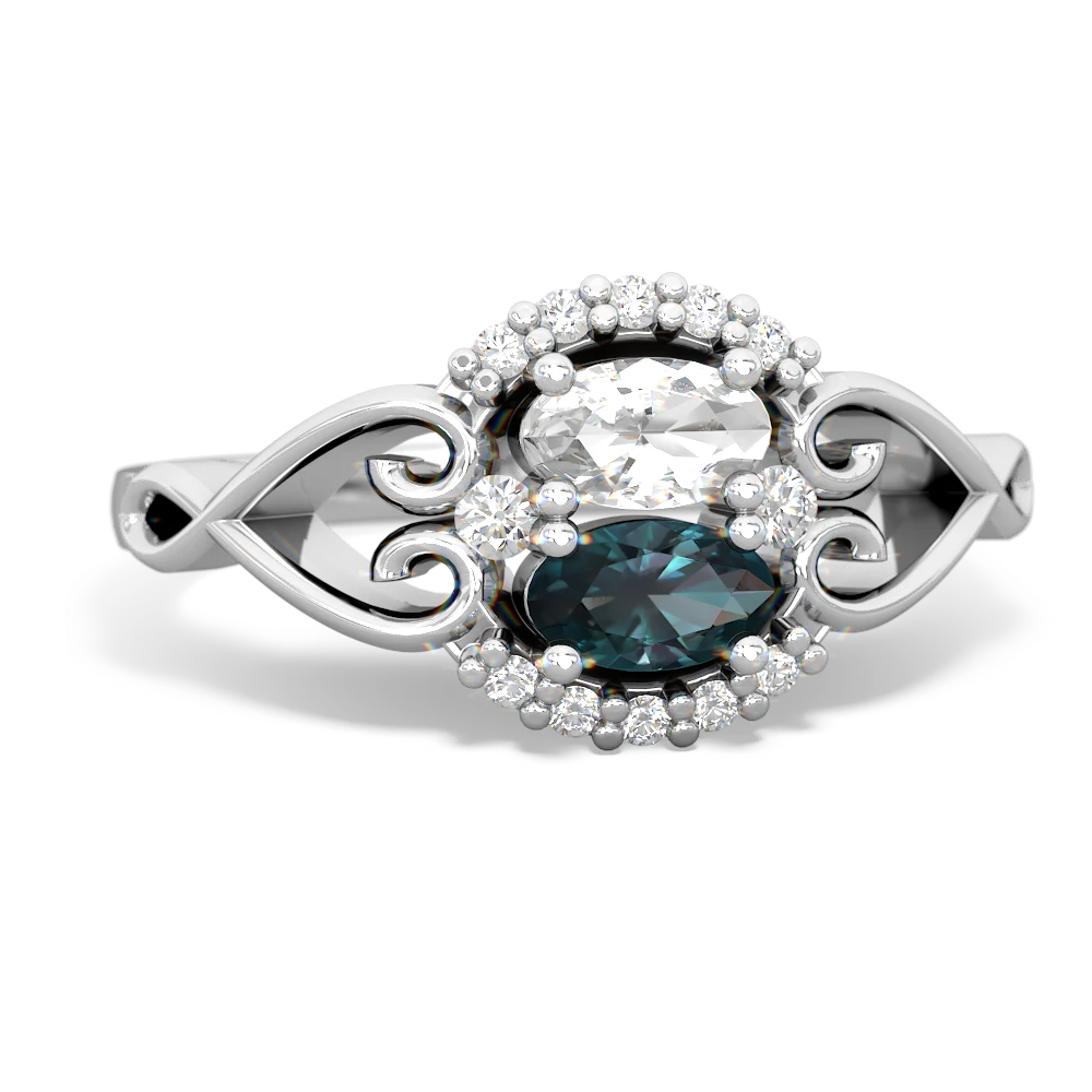 White Topaz Love Nest 14K White Gold ring R5860