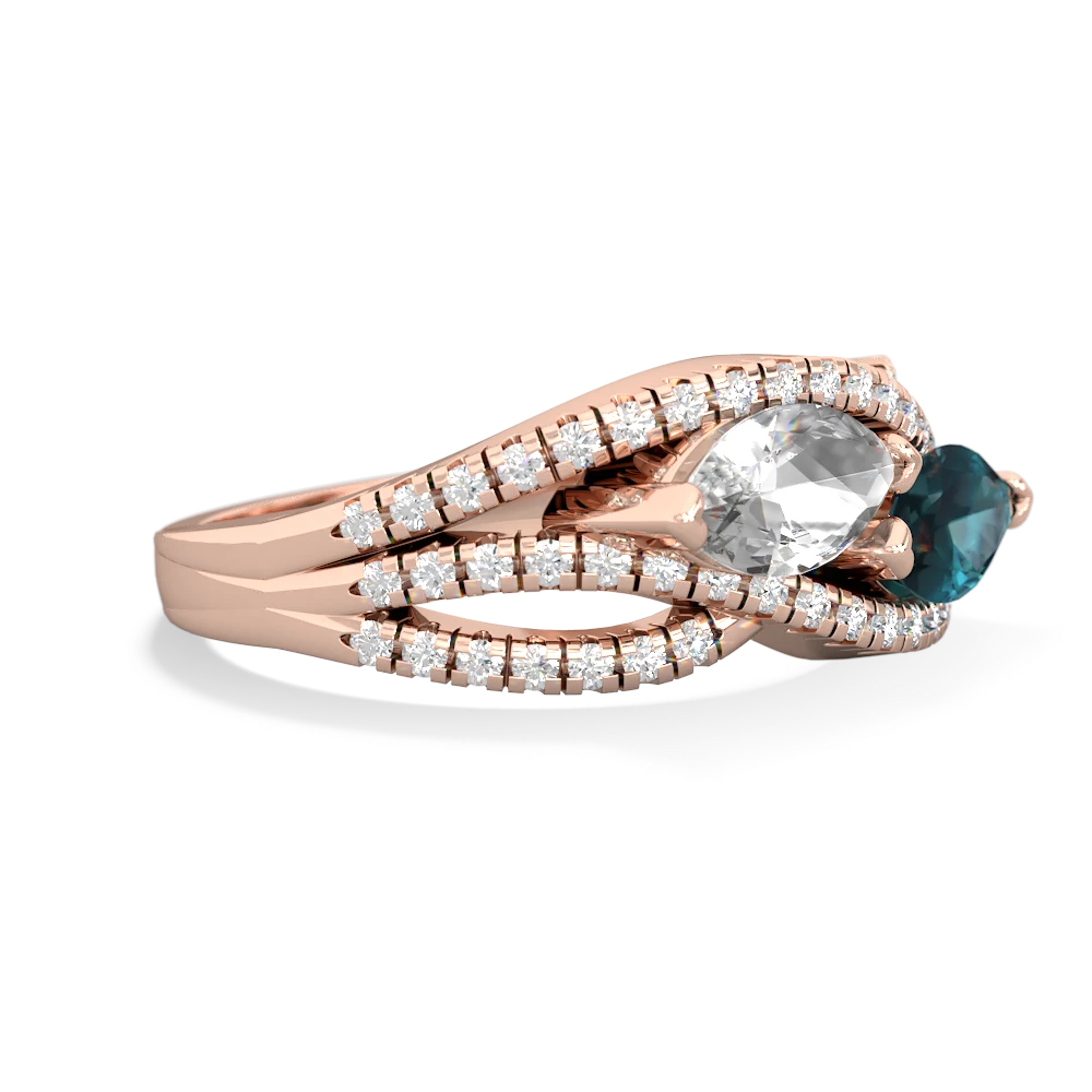 White Topaz Diamond Rivers 14K Rose Gold ring R3070