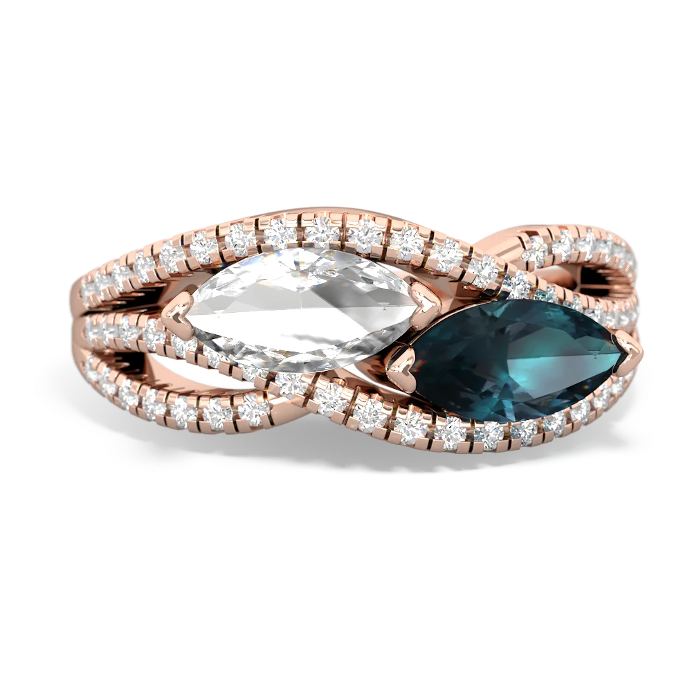 White Topaz Diamond Rivers 14K Rose Gold ring R3070