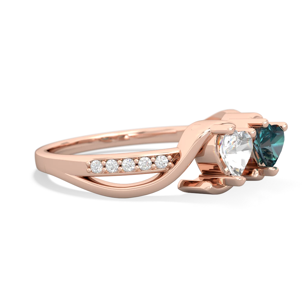 White Topaz Side By Side 14K Rose Gold ring R3090