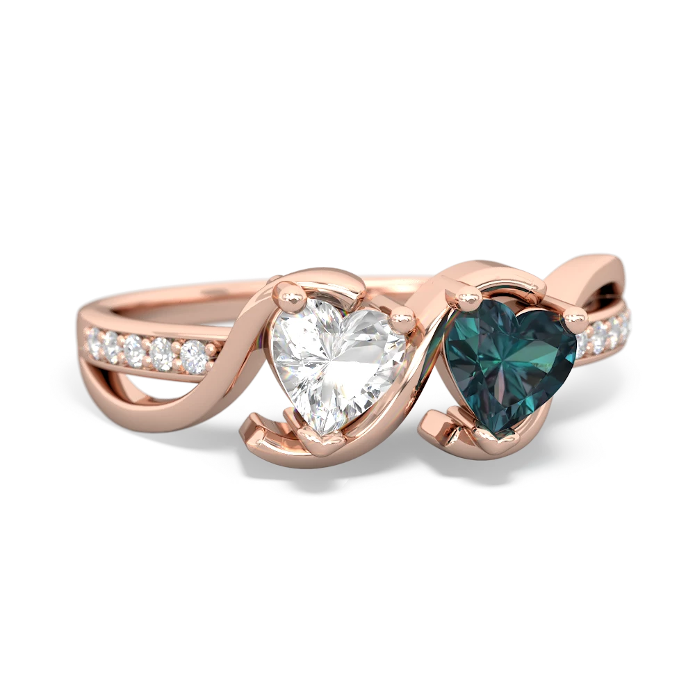 White Topaz Side By Side 14K Rose Gold ring R3090