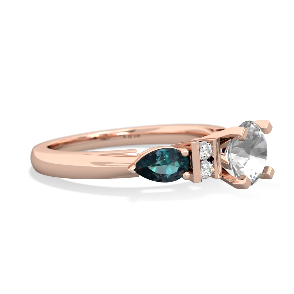 White Topaz 6Mm Round Eternal Embrace Engagement 14K Rose Gold ring R2005