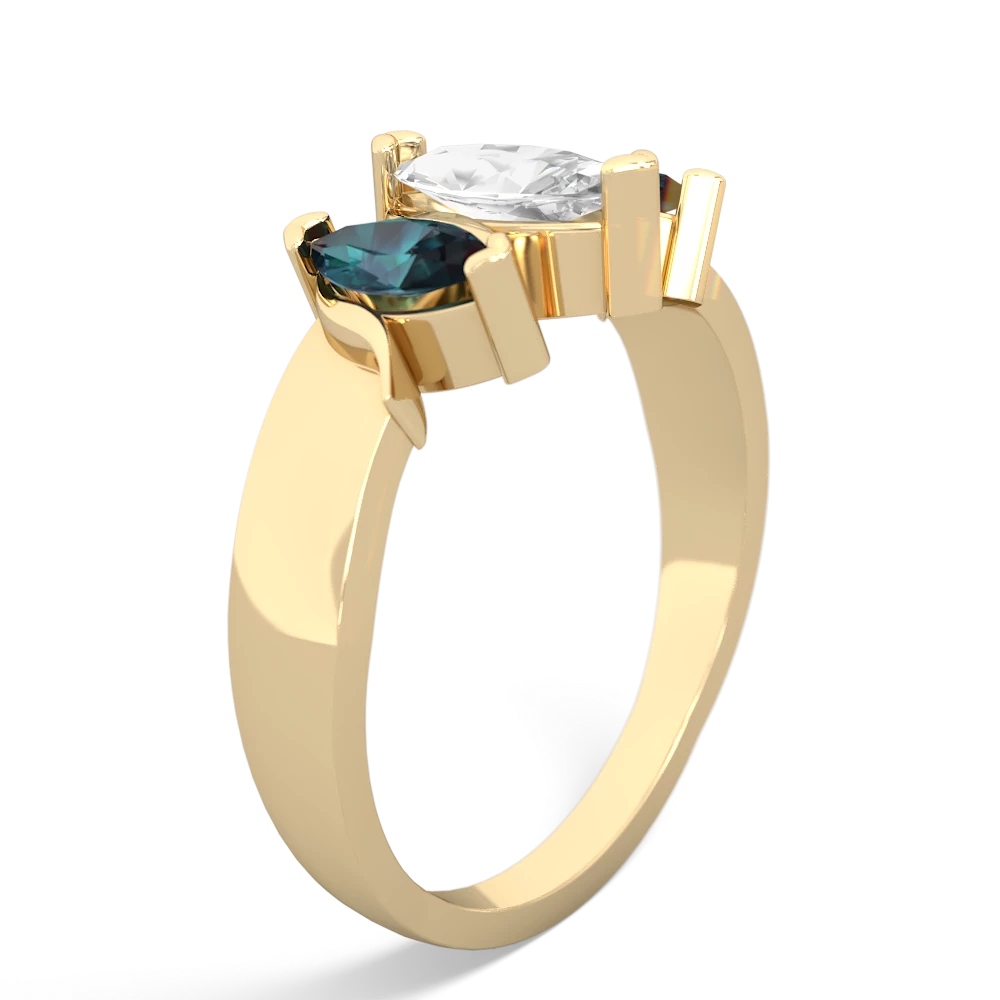 White Topaz Three Peeks 14K Yellow Gold ring R2433