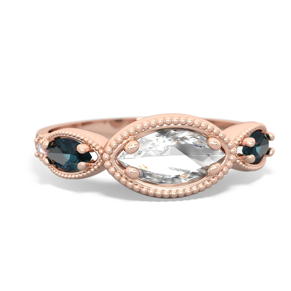 White Topaz Milgrain Marquise 14K Rose Gold ring R5700