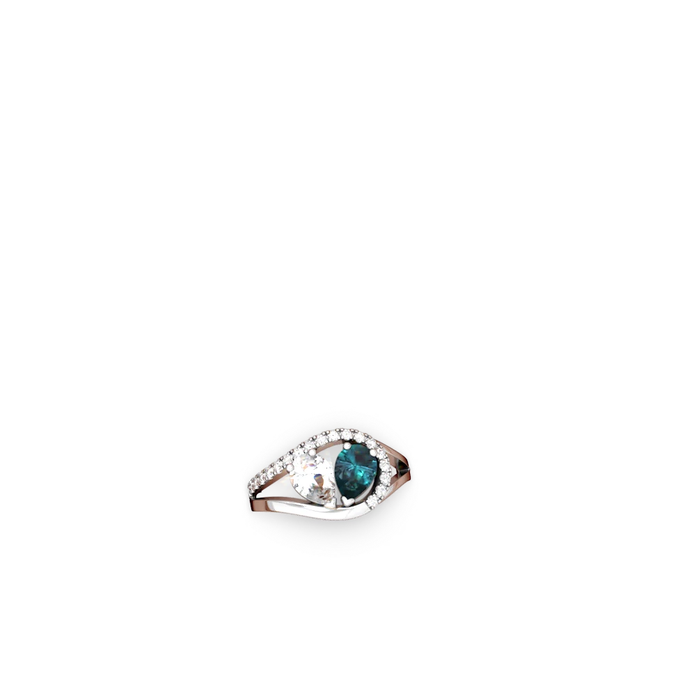 White Topaz Nestled Heart Keepsake 14K White Gold ring R5650