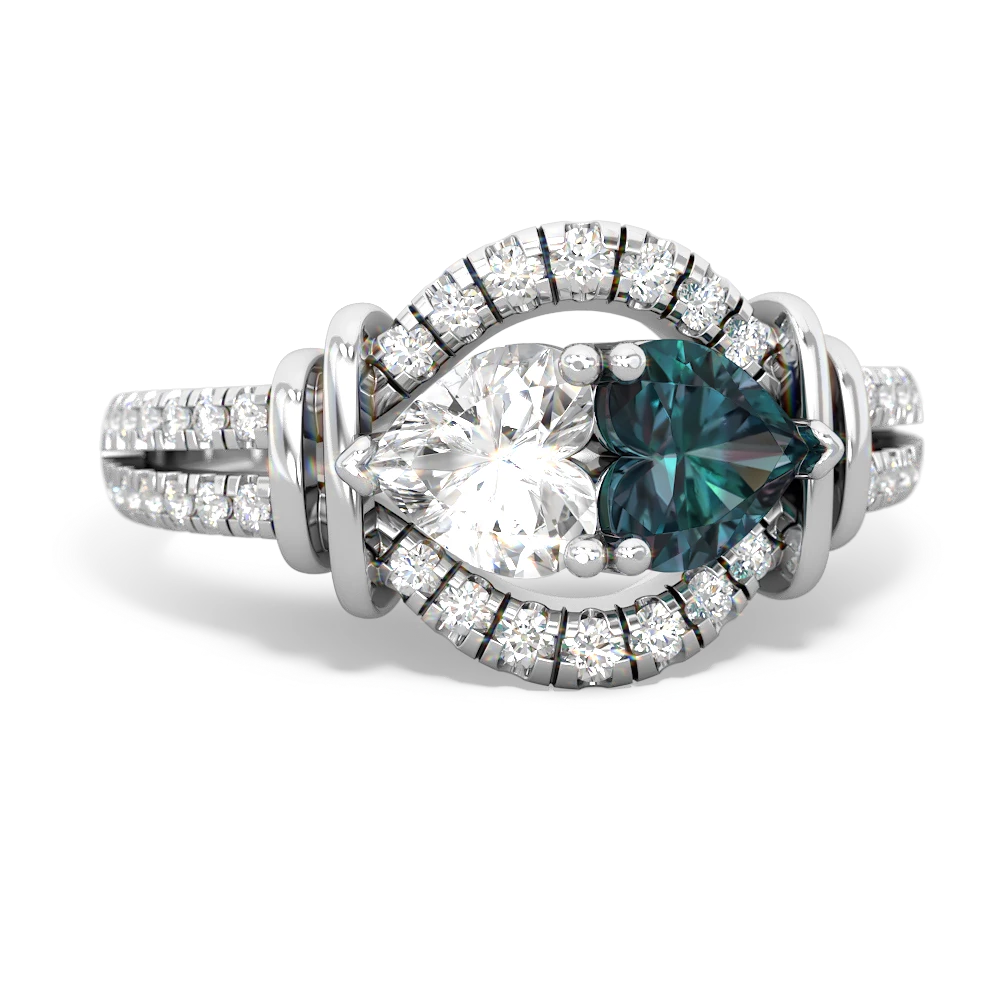 White Topaz Art-Deco Keepsake 14K White Gold ring R5630