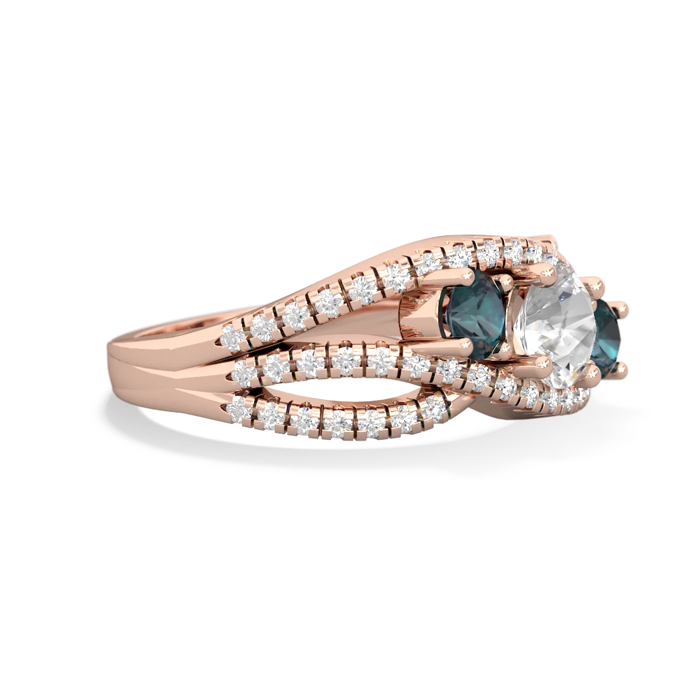 White Topaz Three Stone Aurora 14K Rose Gold ring R3080