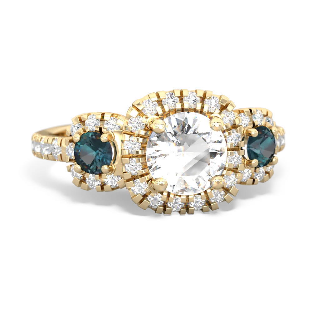 White Topaz Regal Halo 14K Yellow Gold ring R5350