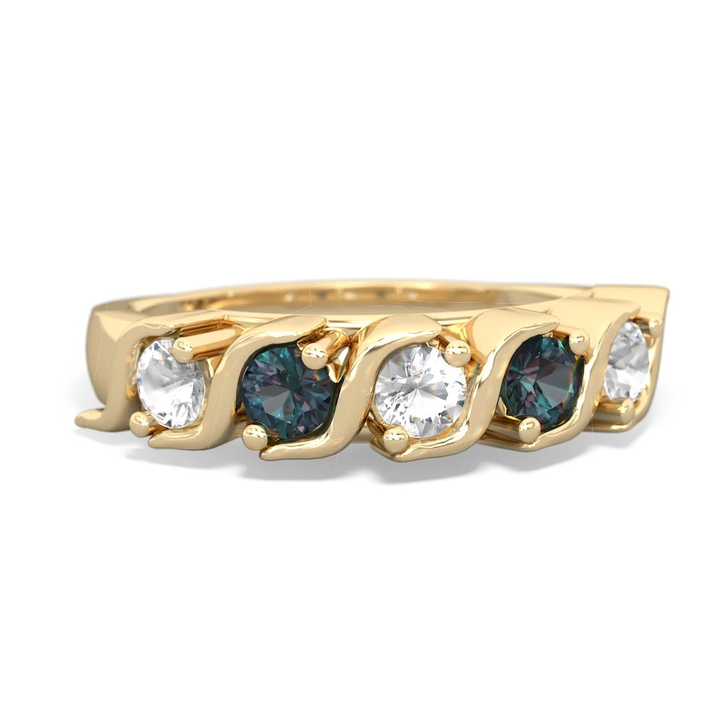 White Topaz Anniversary Band 14K Yellow Gold ring R2089