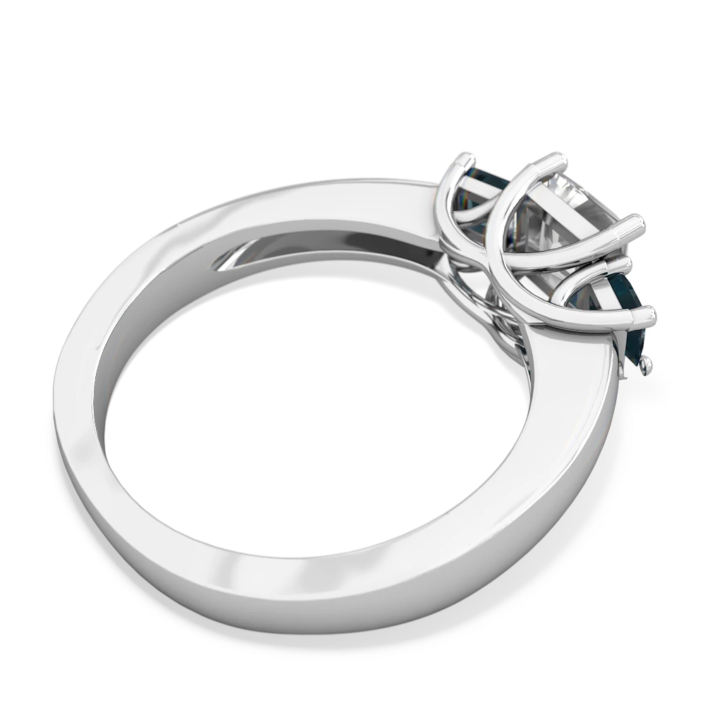 White Topaz Three Stone Trellis 14K White Gold ring R4015