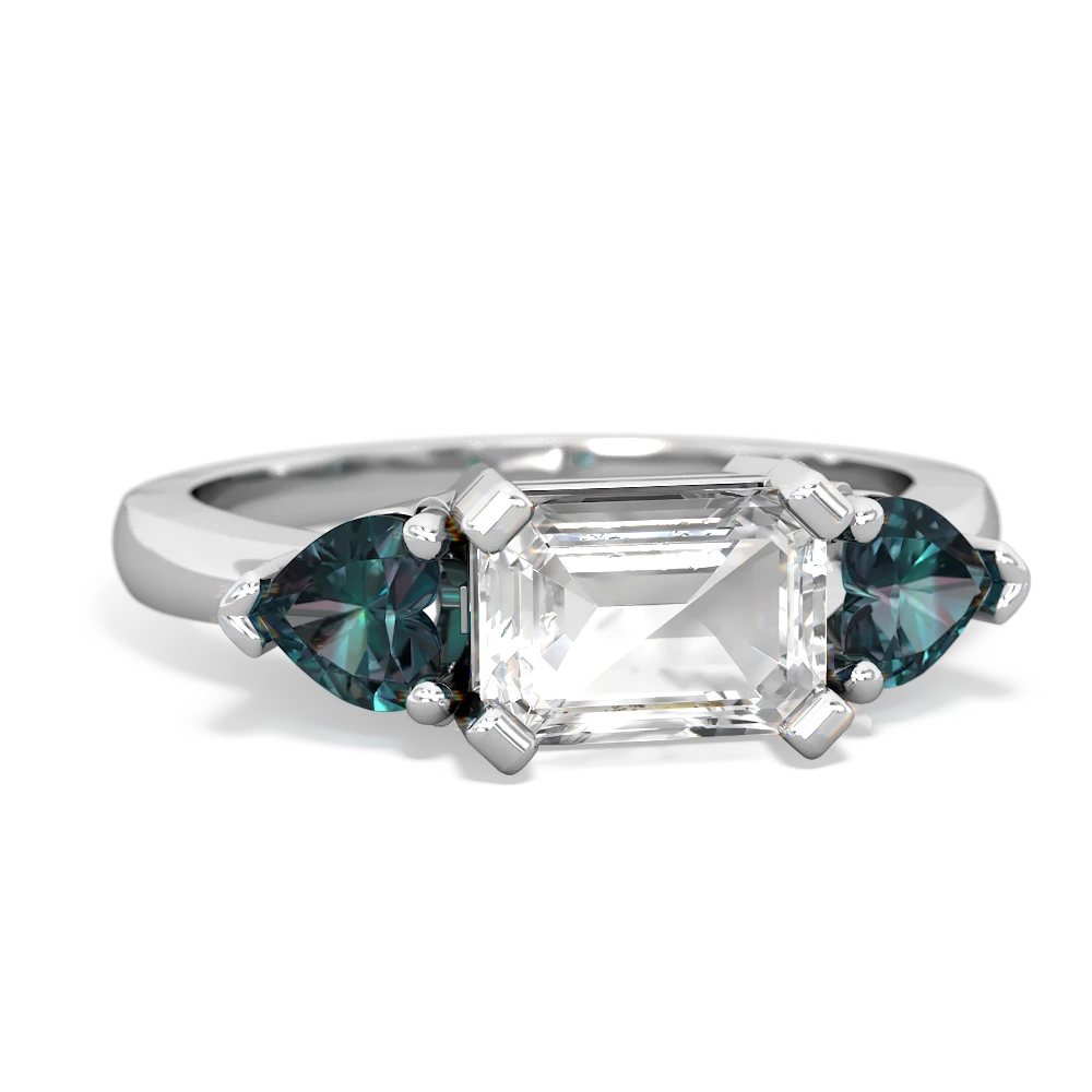 White Topaz Three Stone 14K White Gold ring R5235