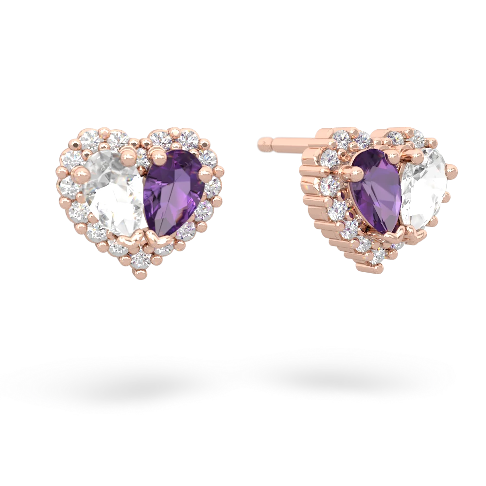 White Topaz Halo 14K Rose Gold earrings E7008