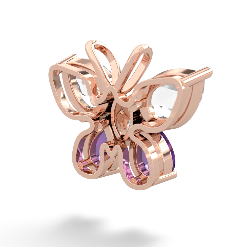 White Topaz Butterfly 14K Rose Gold pendant P2215