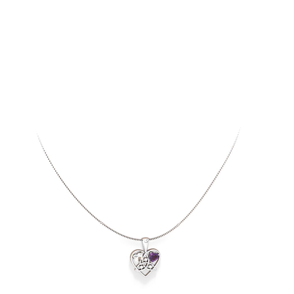 White Topaz Celtic Trinity Heart 14K White Gold pendant P5331