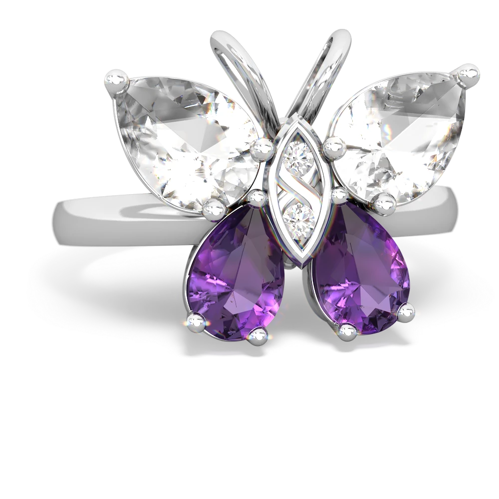 White Topaz Butterfly 14K White Gold ring R2215