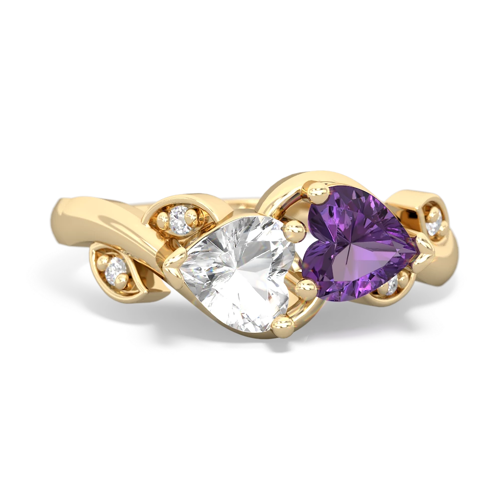 White Topaz Floral Elegance 14K Yellow Gold ring R5790