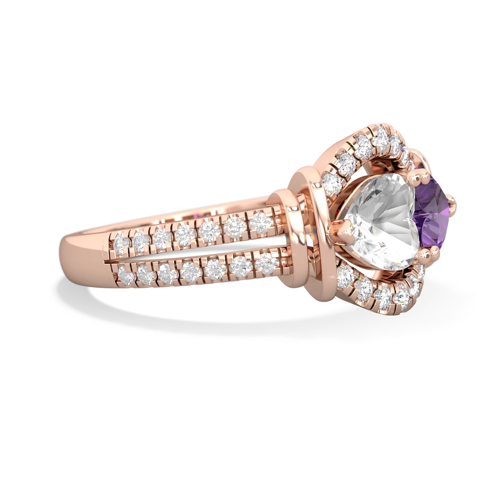 White Topaz Art-Deco Keepsake 14K Rose Gold ring R5630